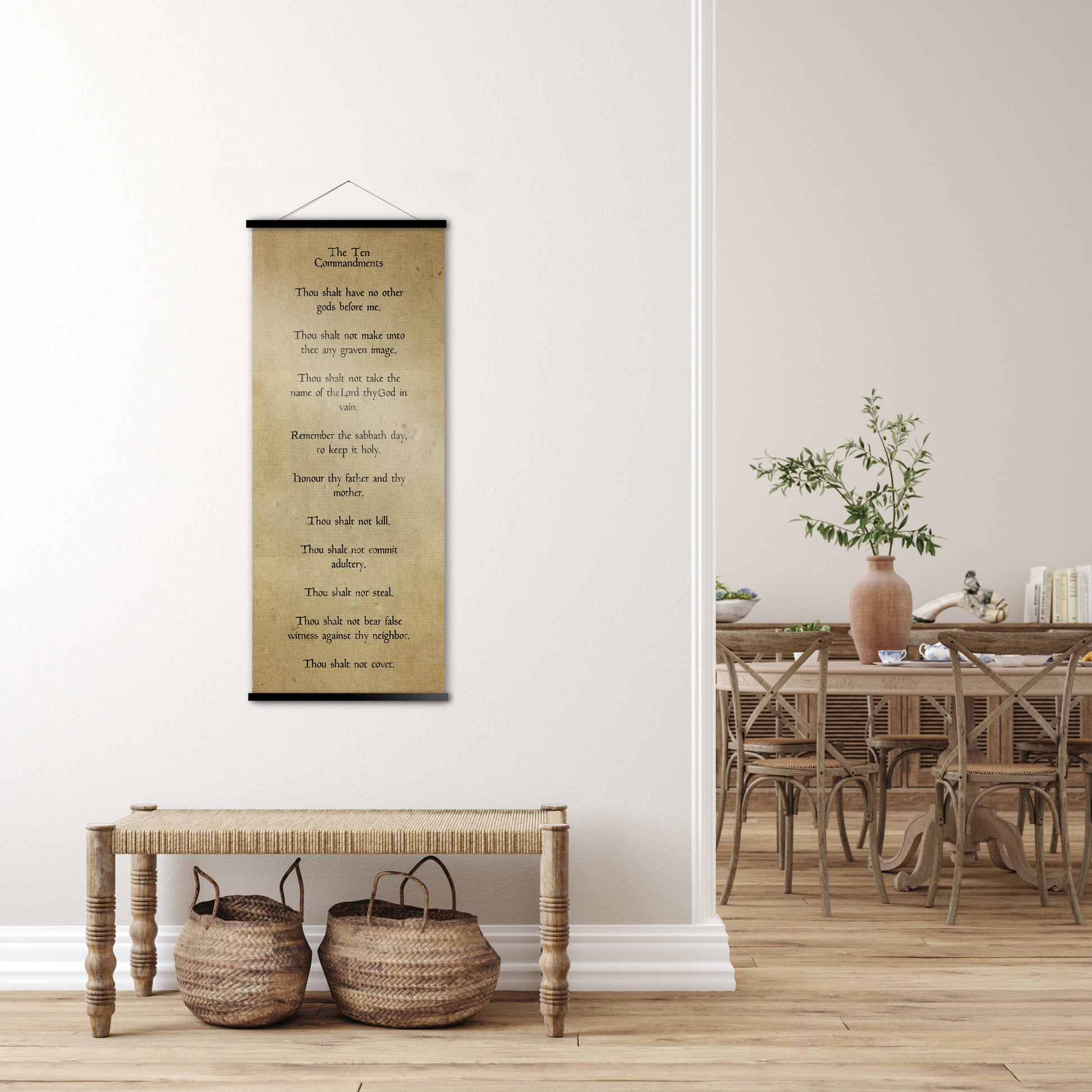 10 Commandments Antiqued Scroll Tapestry - HoneycombProverbs - Tapestries - Christian Wall Art