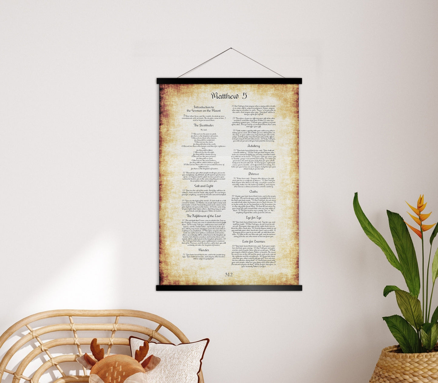 The Beatitudes Scroll Tapestry, Sermon on the Mount - HoneycombProverbs - Tapestries - Christian Wall Art