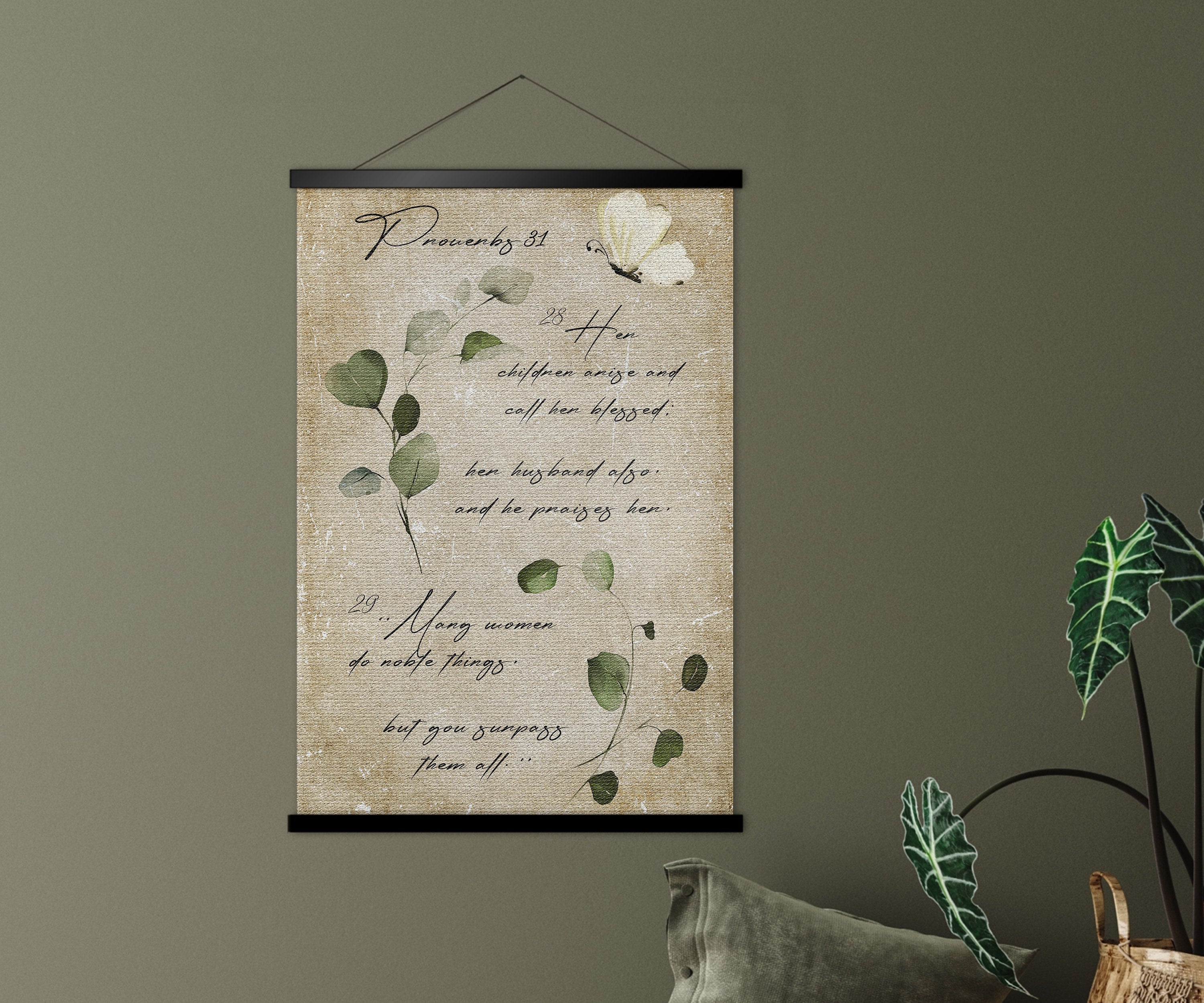 Proverbs 31 Cottage Garden Scroll Tapestry - HoneycombProverbs - Tapestries - Christian Wall Art