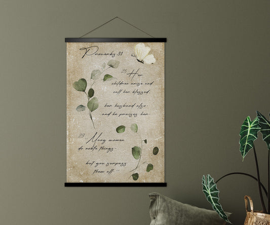 Proverbs 31 Cottage Garden Scroll Tapestry - HoneycombProverbs - Tapestries - Christian Wall Art