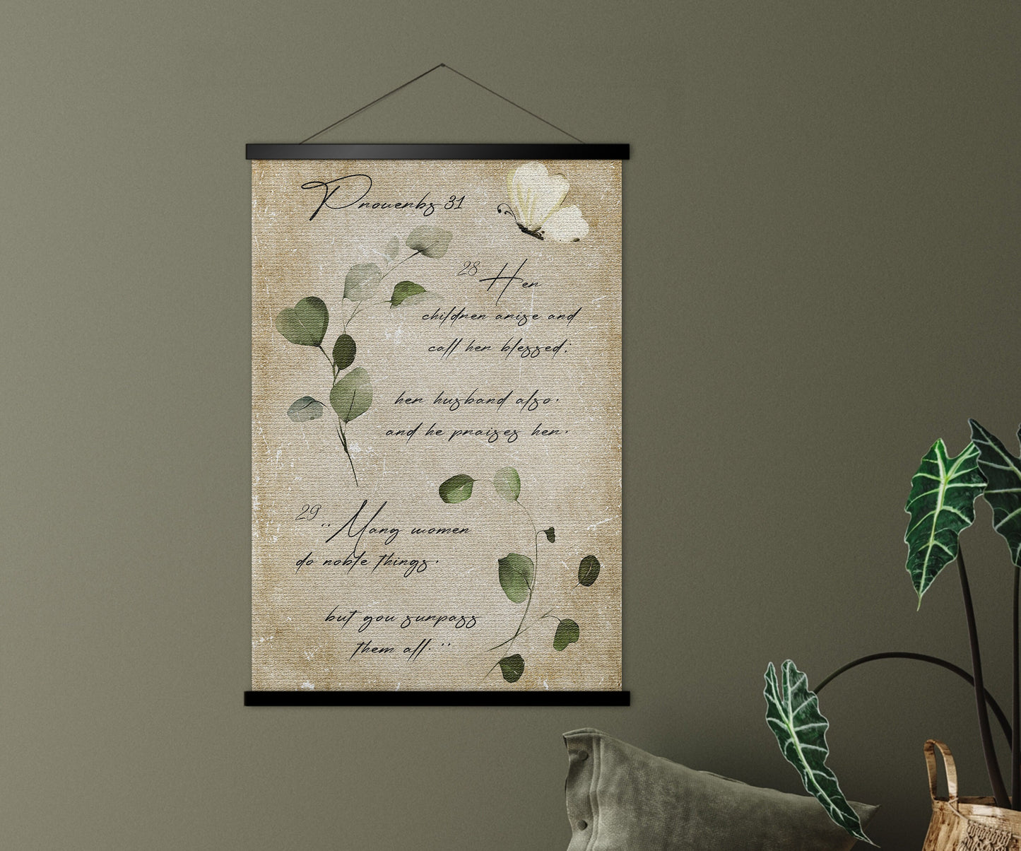 Proverbs 31 Cottage Garden Scroll Tapestry - HoneycombProverbs - Tapestries - Christian Wall Art