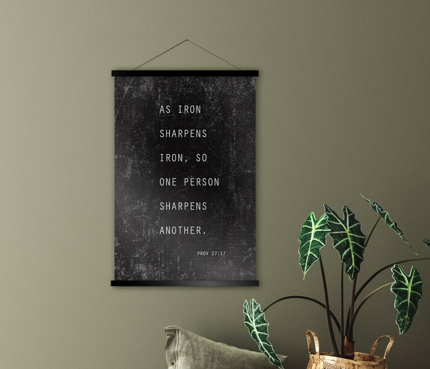 Proverbs 27:17 Rustic Grunge Scroll Tapestry - HoneycombProverbs - Tapestries - Christian Wall Art