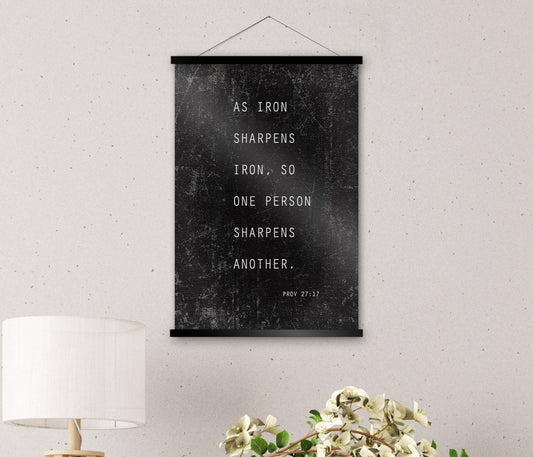 Proverbs 27:17 Rustic Grunge Scroll Tapestry - HoneycombProverbs - Tapestries - Christian Wall Art