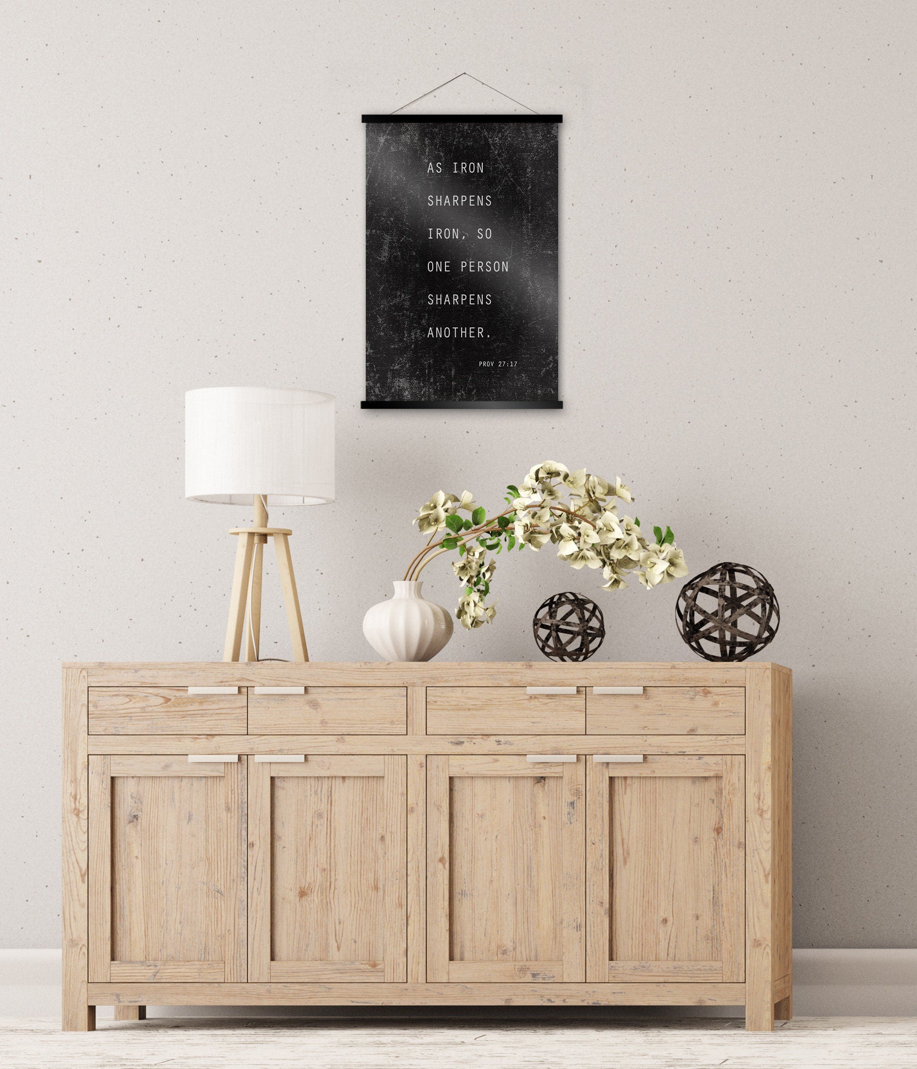Proverbs 27:17 Rustic Grunge Scroll Tapestry - HoneycombProverbs - Tapestries - Christian Wall Art