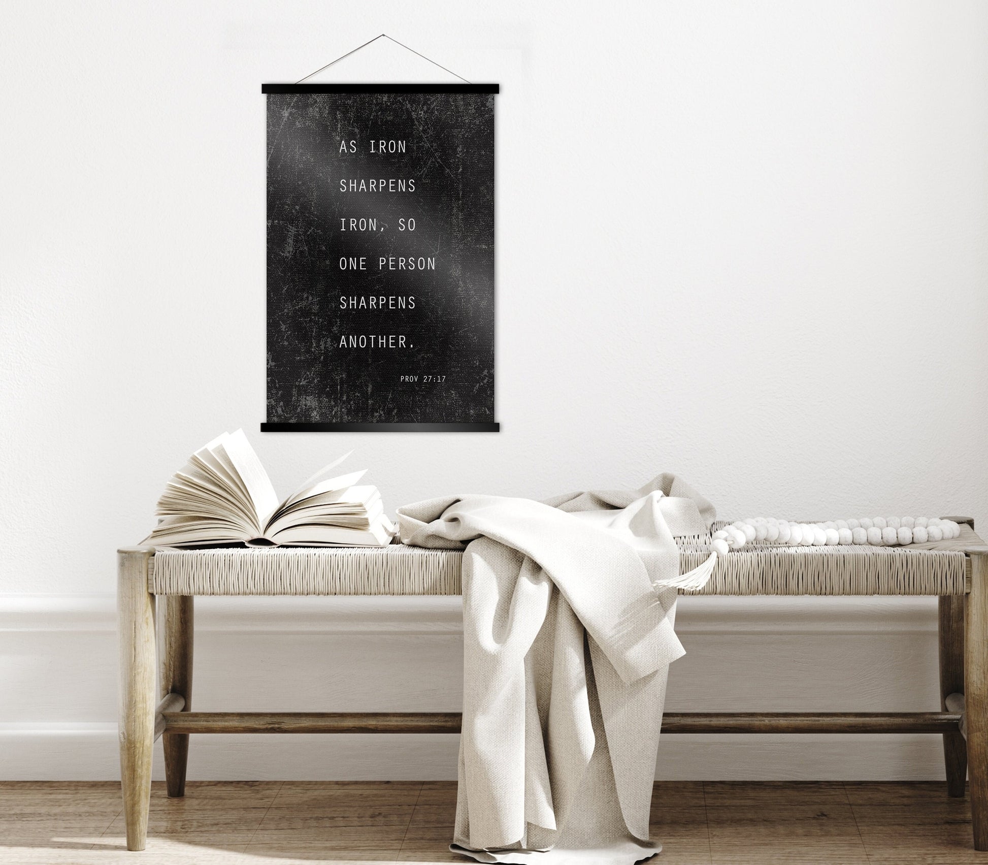 Proverbs 27:17 Rustic Grunge Scroll Tapestry - HoneycombProverbs - Tapestries - Christian Wall Art