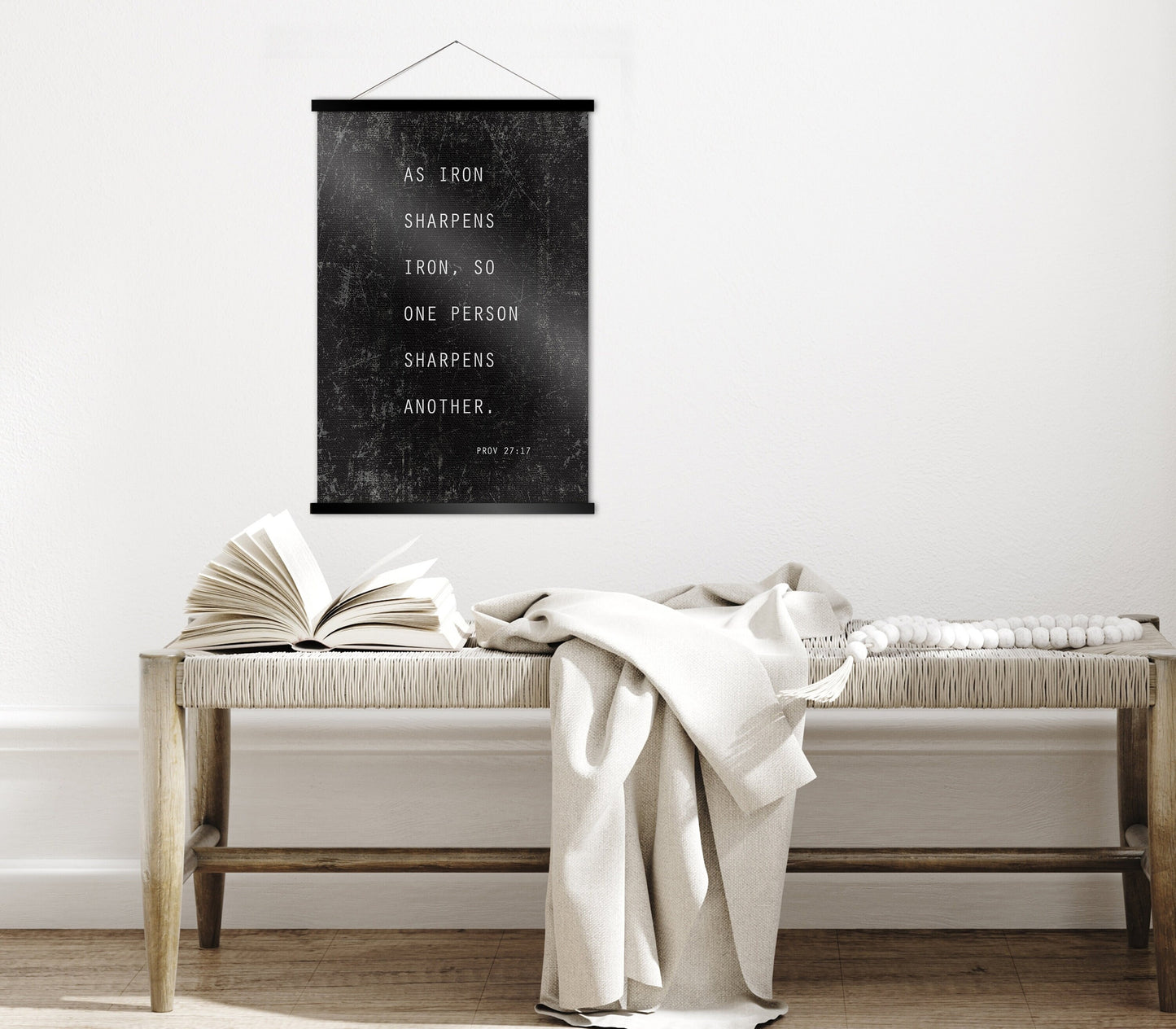 Proverbs 27:17 Rustic Grunge Scroll Tapestry - HoneycombProverbs - Tapestries - Christian Wall Art