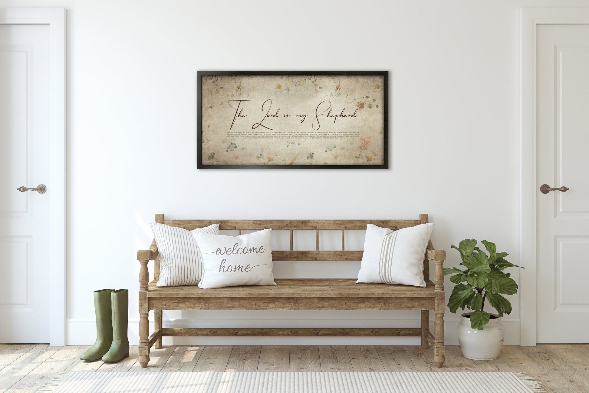 Psalm 23, Cottage Garden Floral - HoneycombProverbs - Giclée - Christian Wall Art