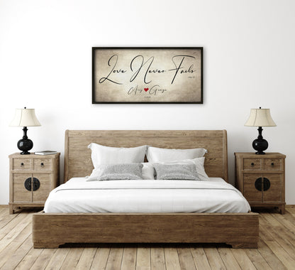 Personalized Love Never Fails Couple's Art - HoneycombProverbs - Giclée - Christian Wall Art