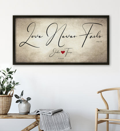 Personalized Love Never Fails Couple's Art - HoneycombProverbs - Giclée - Christian Wall Art