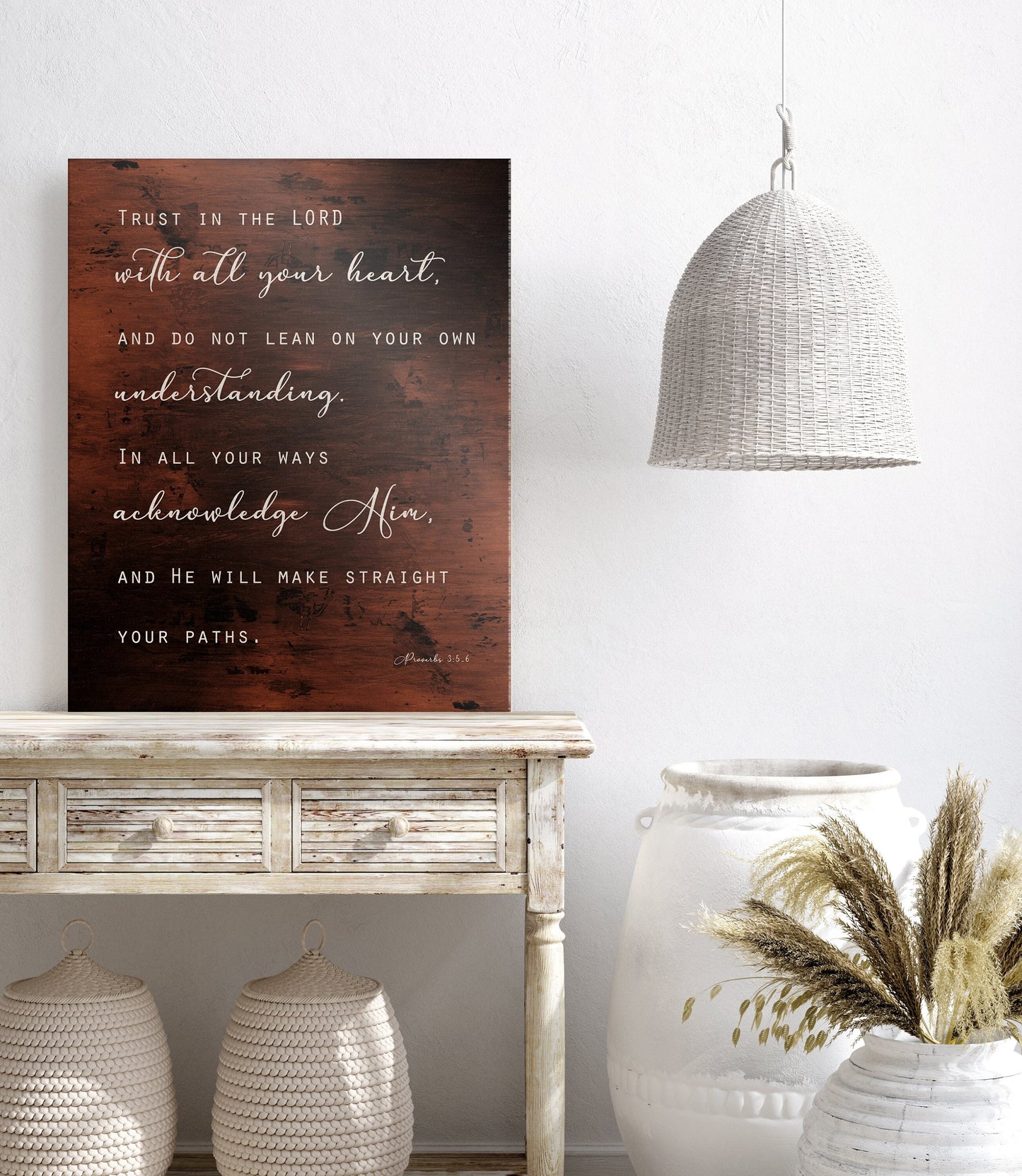 Proverbs 3:5-6 Rustic Wall Decor - HoneycombProverbs - Signs - Christian Wall Art