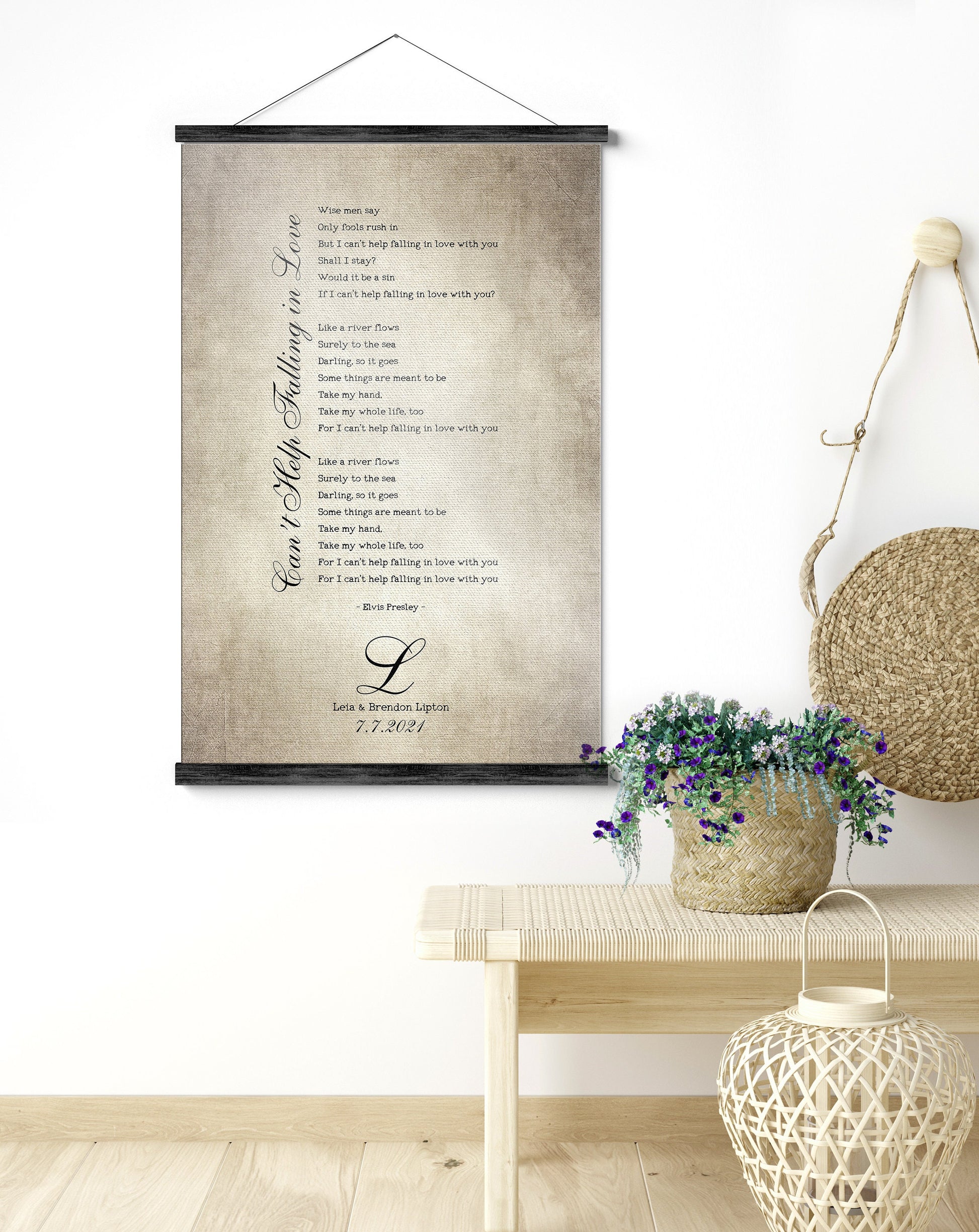 Our Song Scroll Tapestry, Cotton Anniversary - HoneycombProverbs - Tapestries - 2nd Anniversary Gifts