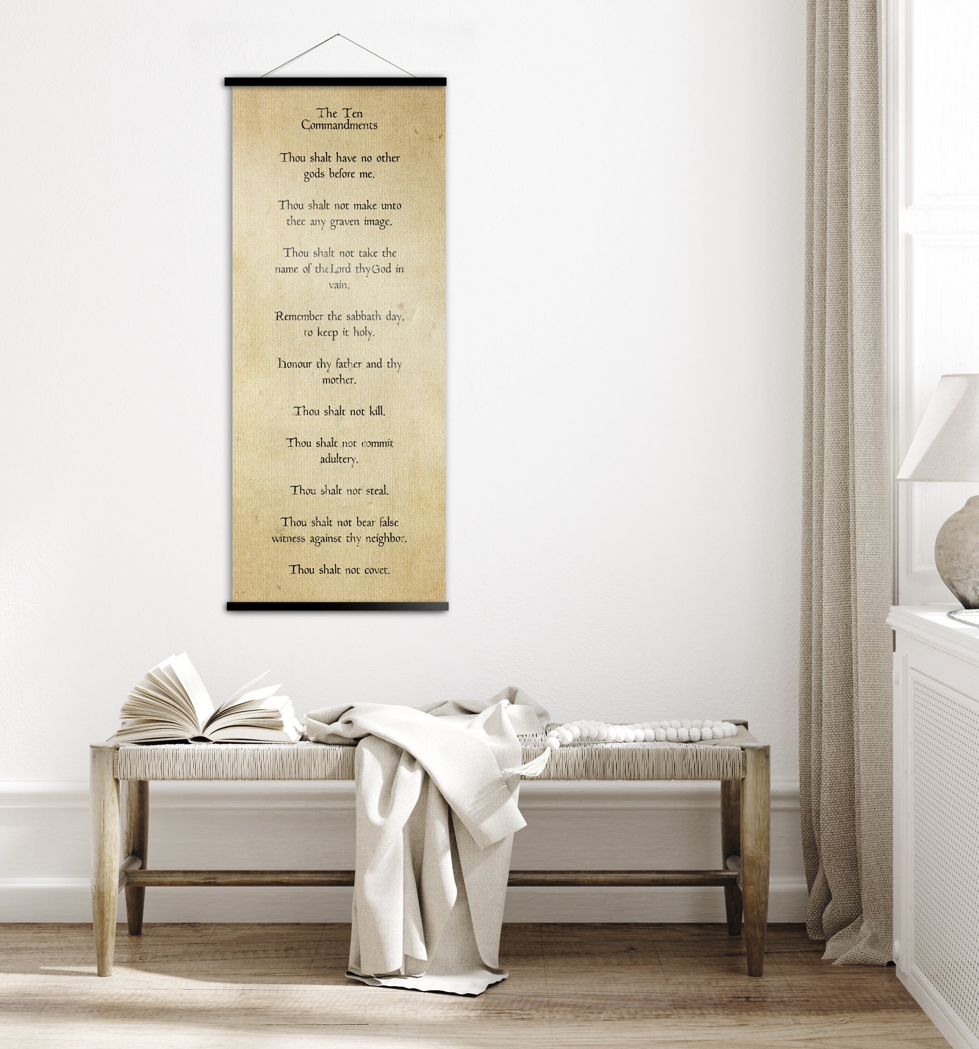 10 Commandments Antiqued Scroll Tapestry - HoneycombProverbs - Tapestries - Christian Wall Art