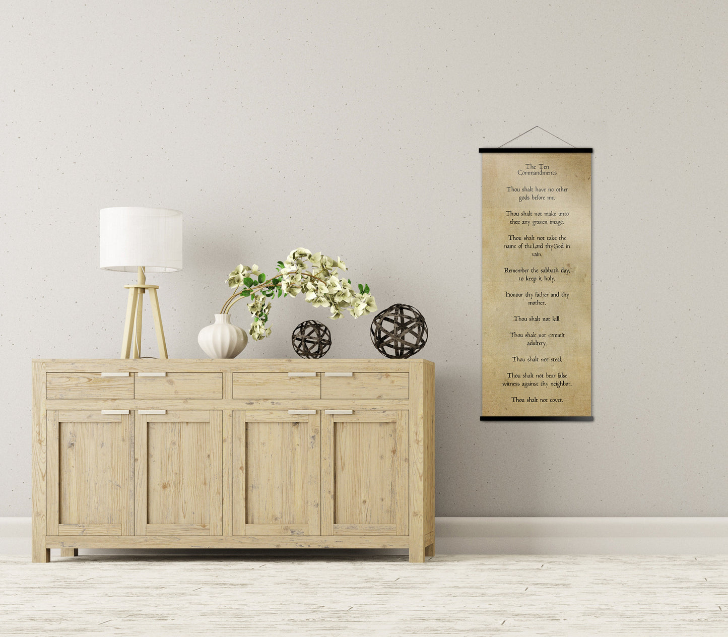 10 Commandments Antiqued Scroll Tapestry - HoneycombProverbs - Tapestries - Christian Wall Art