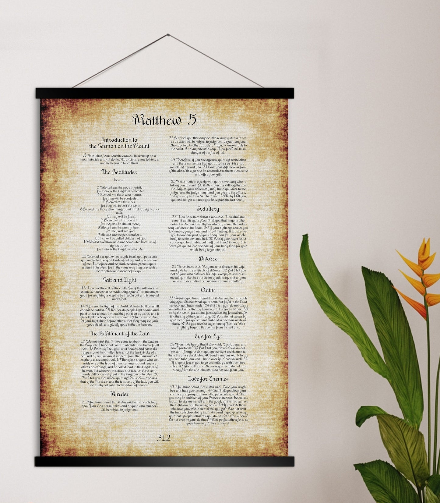 The Beatitudes Scroll Tapestry, Sermon on the Mount - HoneycombProverbs - Tapestries - Christian Wall Art