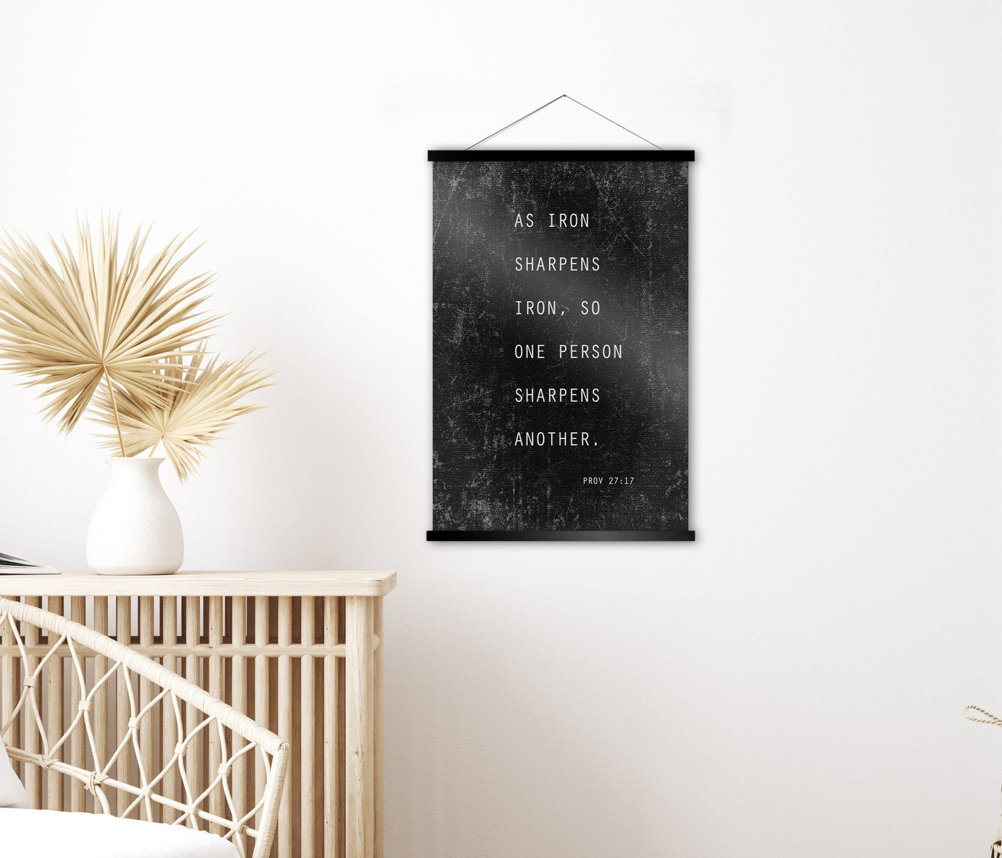 Proverbs 27:17 Rustic Grunge Scroll Tapestry - HoneycombProverbs - Tapestries - Christian Wall Art