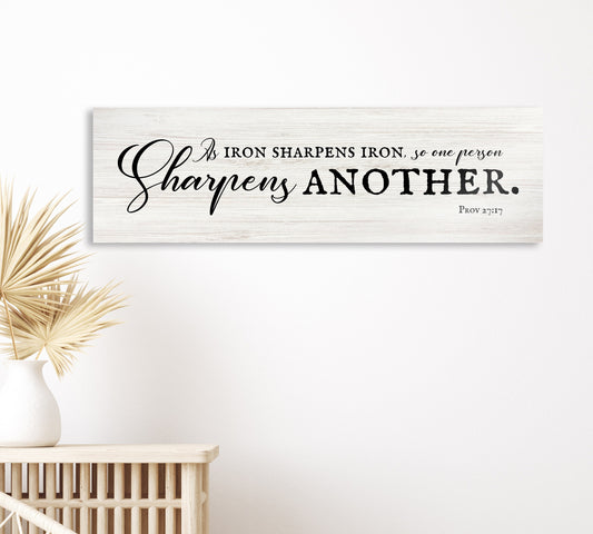 Iron Sharpens Iron Country Farmhouse Sign - HoneycombProverbs - Signs - Christian Wall Art
