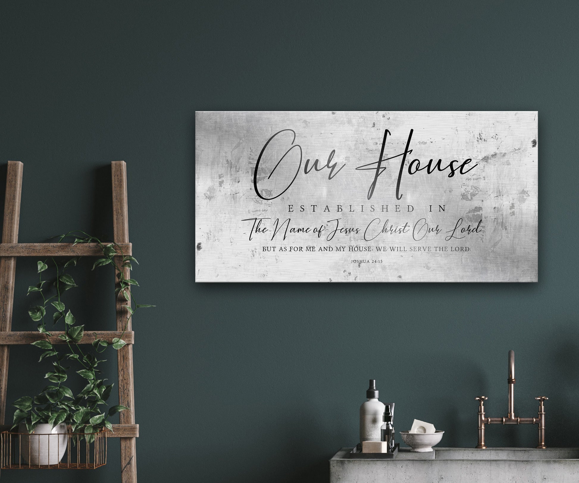 Our House Joshua 24:15 Tarnished Metal Sign - HoneycombProverbs - Signs - Tin and Aluminum Gifts