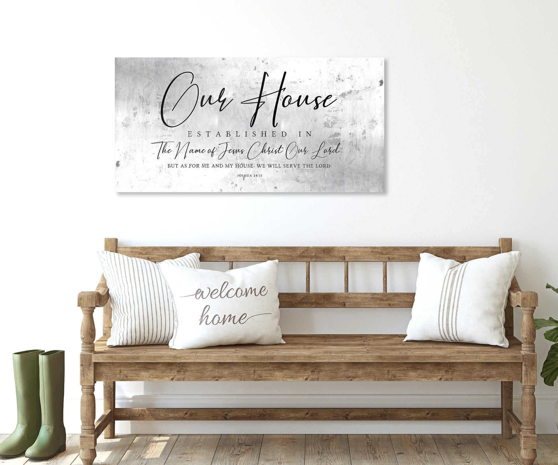 Our House Joshua 24:15 Tarnished Metal Sign - HoneycombProverbs - Signs - Christian Wall Art