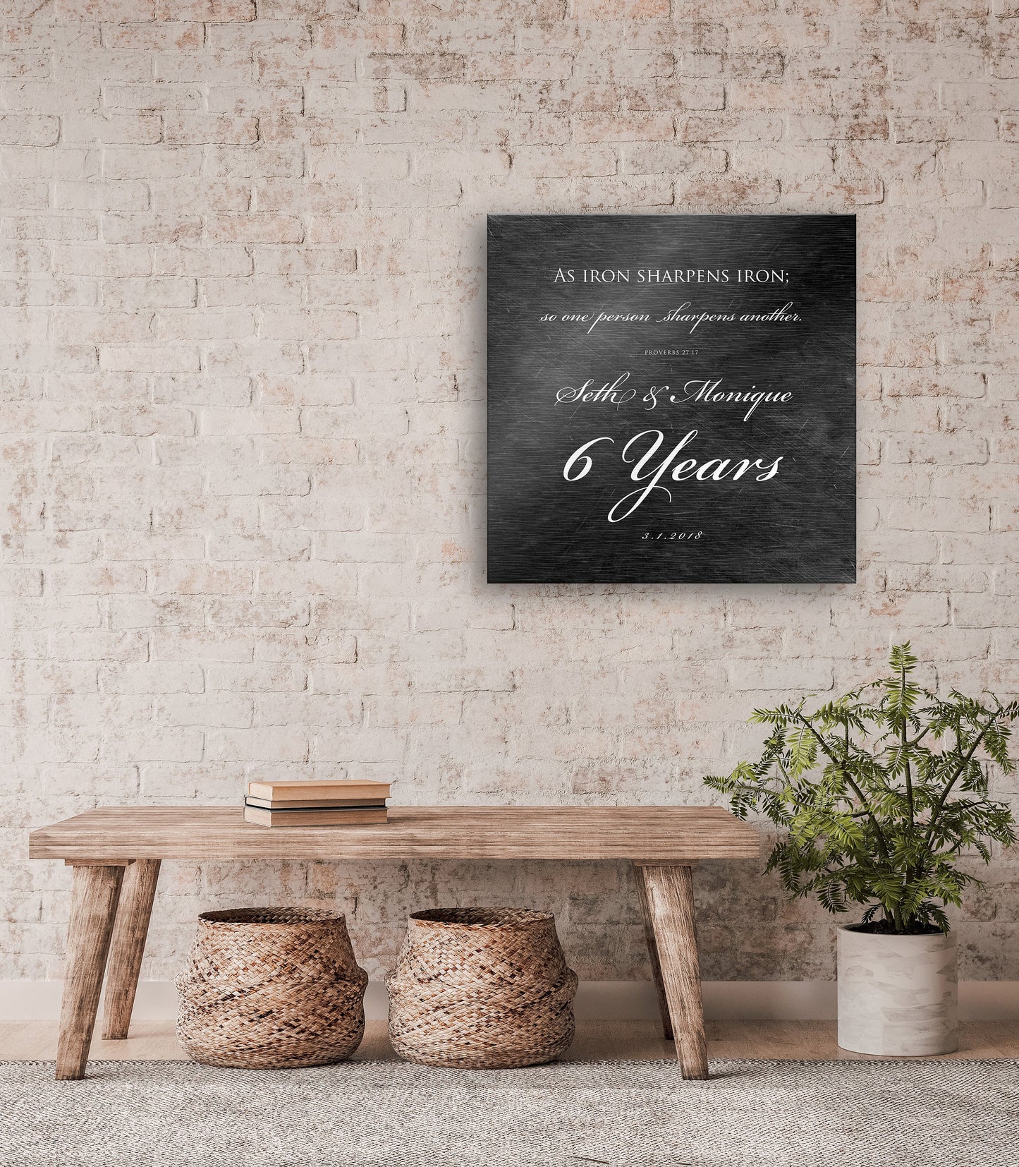 6 Year Anniversary Plaque, As iron sharpens iron Sign - HoneycombProverbs - Signs - Christian Wall Art