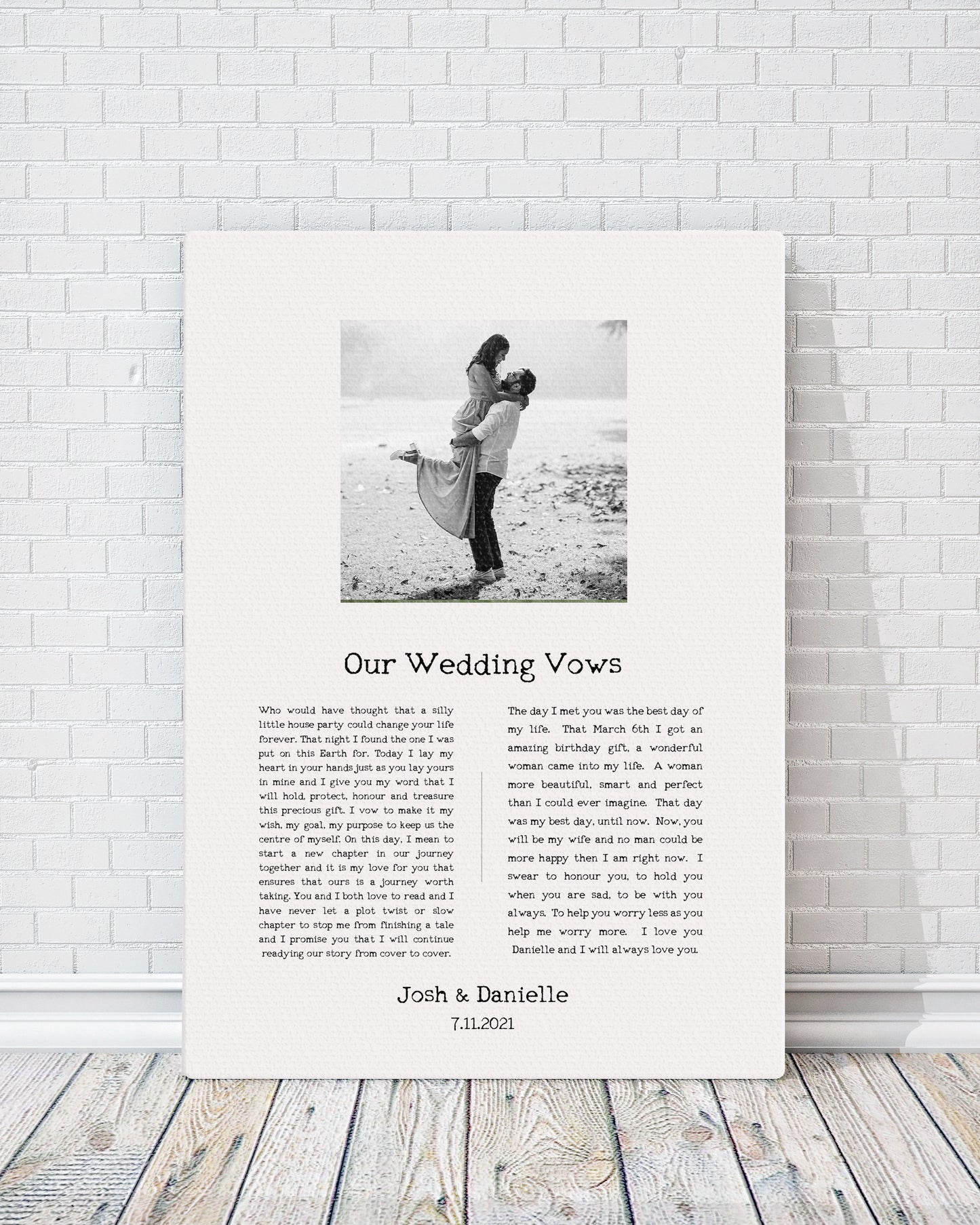 Wedding Vow Keepsake: Personalized Wedding Photo Vow Art - HoneycombProverbs - Wall Decor - Wedding Vow Wall Art