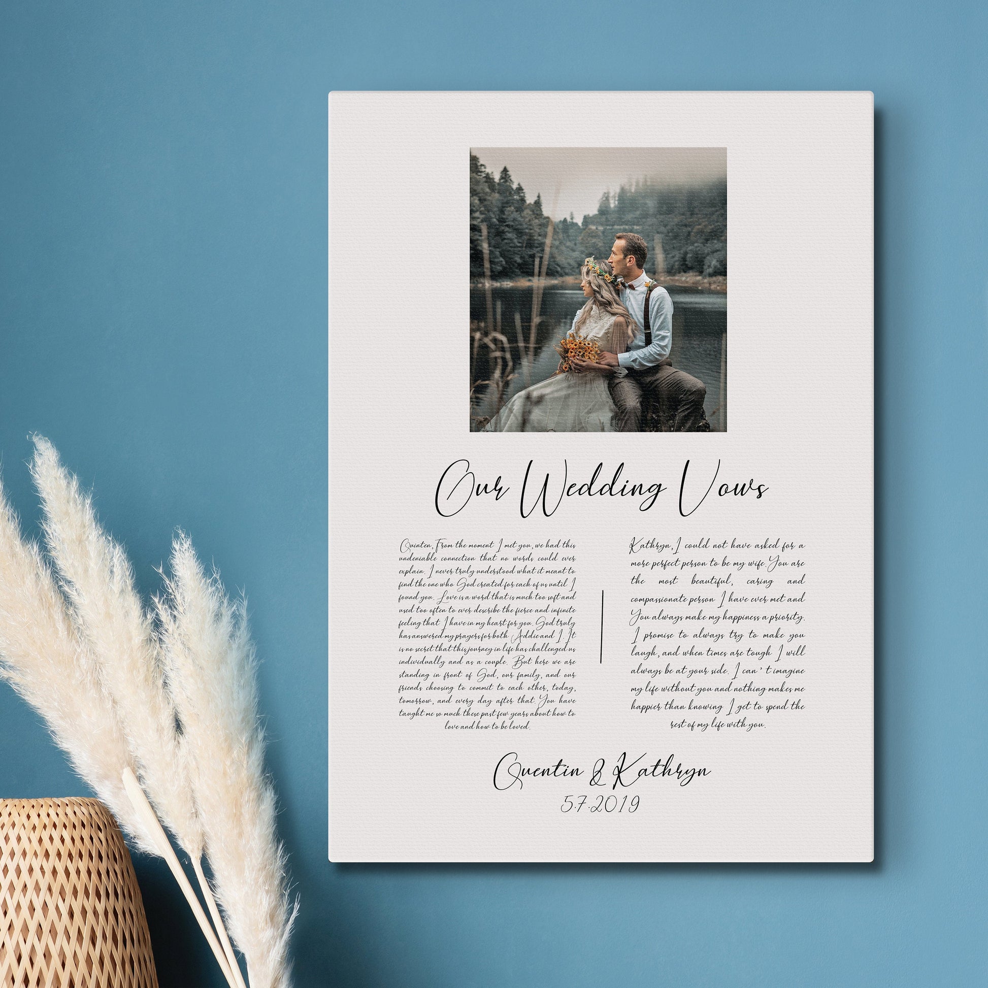 Wedding Vow Keepsake: Personalized Wedding Photo Vow Art - HoneycombProverbs - Wall Decor - Wedding Vow Wall Art
