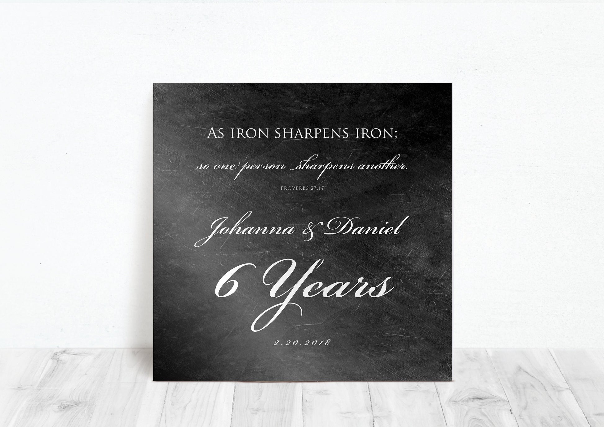 6 Year Anniversary Plaque, As iron sharpens iron Sign - HoneycombProverbs - Signs - Christian Wall Art
