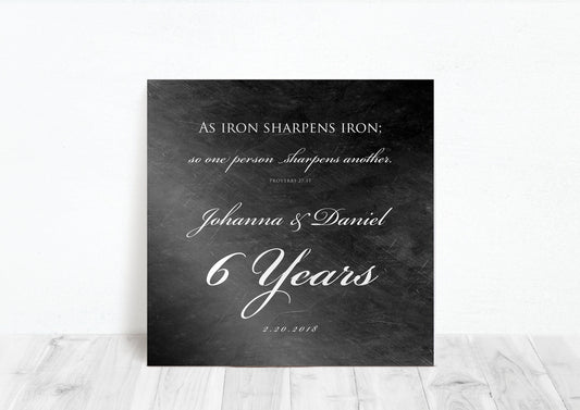 6 Year Anniversary Plaque, As iron sharpens iron Sign - HoneycombProverbs - Signs - Christian Wall Art