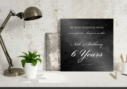 6 Year Anniversary Plaque, personalization detail, 6th anniversary iron