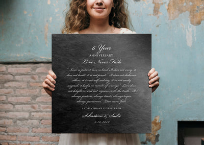 Love is Patient Personalized Anniversary plaque - HoneycombProverbs - Signs - Iron Anniversary Gifts