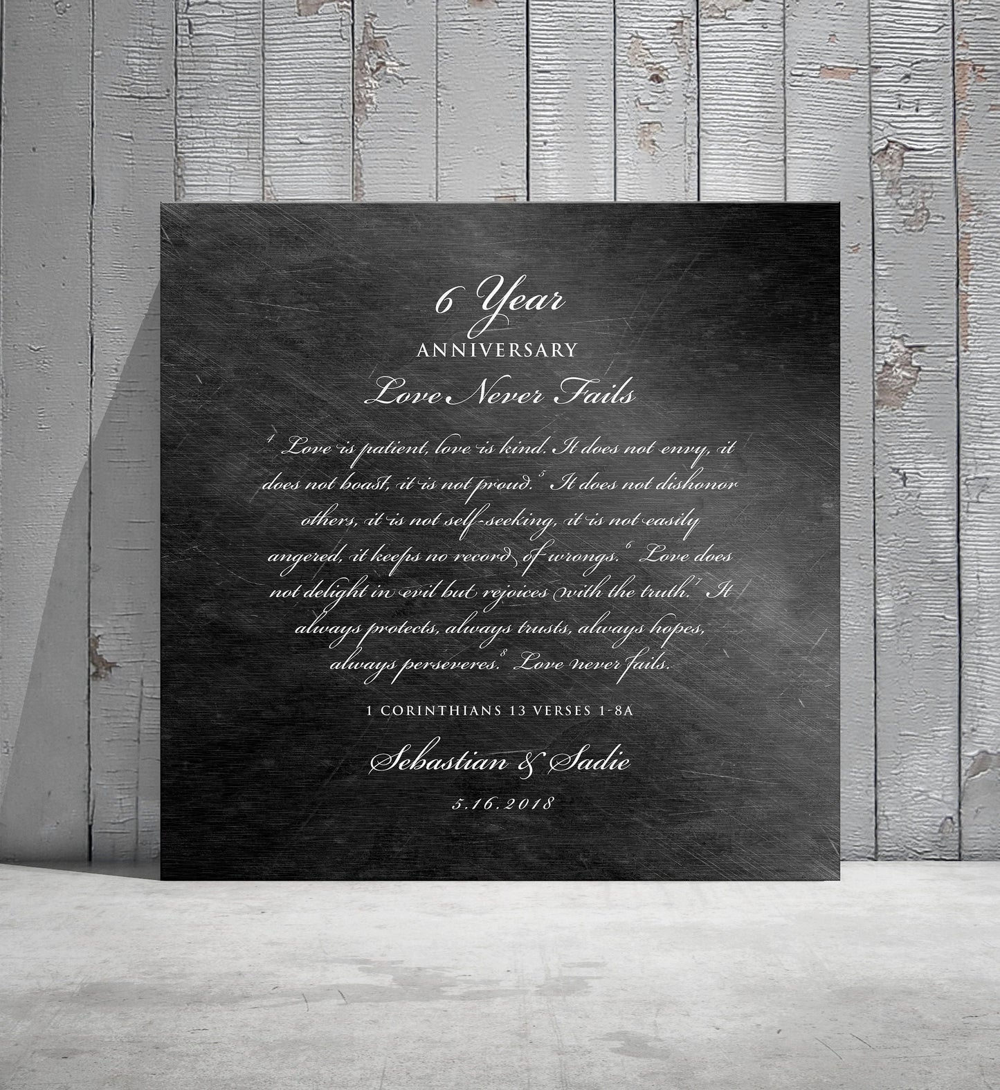 Love is Patient Personalized Anniversary plaque - HoneycombProverbs - Signs - Iron Anniversary Gifts