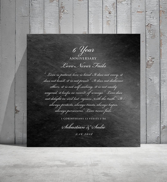 Love is Patient Personalized Anniversary plaque - HoneycombProverbs - Signs - Iron Anniversary Gifts