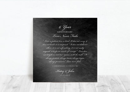 Love is Patient Personalized Anniversary plaque - HoneycombProverbs - Signs - Iron Anniversary Gifts