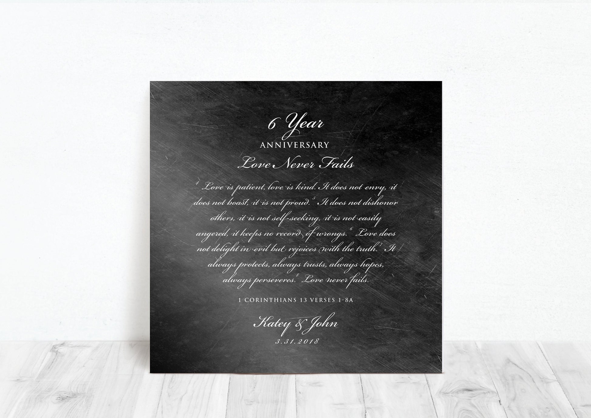 Love is Patient Personalized Anniversary plaque - HoneycombProverbs - Signs - Iron Anniversary Gifts