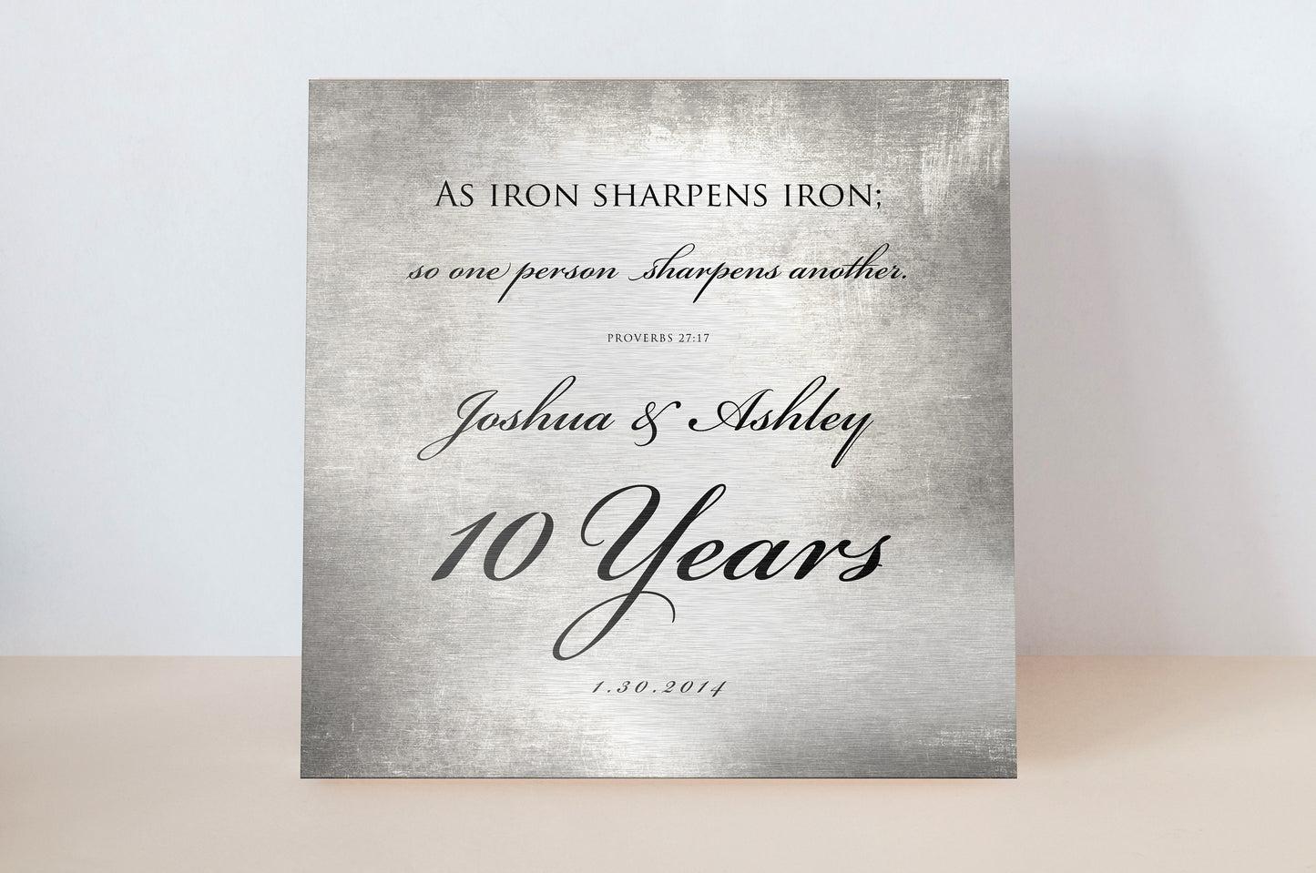10 Years of Marriage plaque, Iron sharpens iron sign for couples - HoneycombProverbs - Signs - Tin Anniversary Gifts