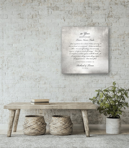 Love is patient, Love is kind, 10 Year Tribute Plaque - HoneycombProverbs - Signs - Tin and Aluminum Gifts