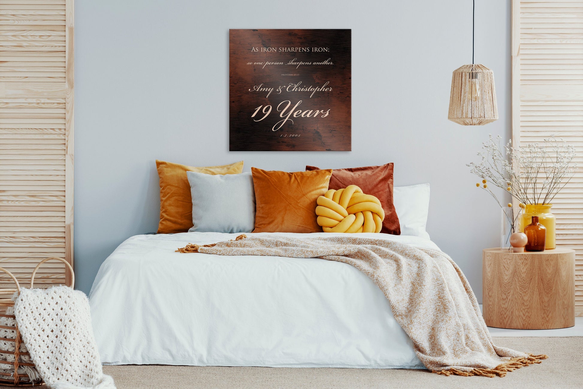 Proverbs 27:17 19th Anniversary Tribute Sign - HoneycombProverbs - Signs - Bronze Anniversary Gifts