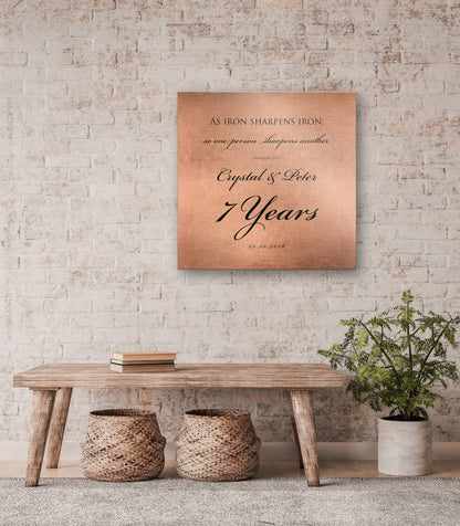 Copper Wedding Anniversary Sign, room view, 7th anniversary copper