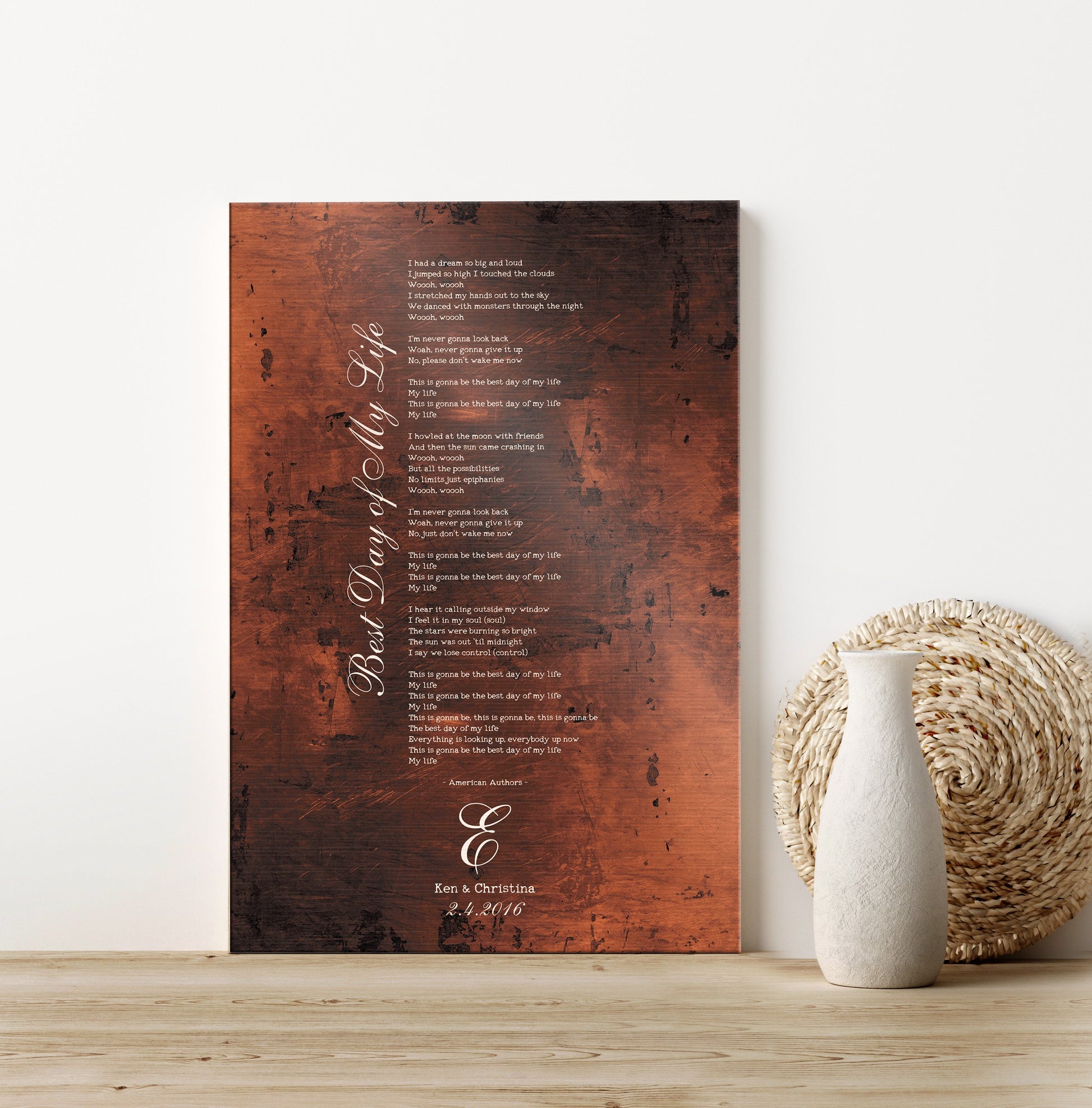 Burnished Bronze Song Lyric Sign - HoneycombProverbs - Signs - Bronze Anniversary Gifts