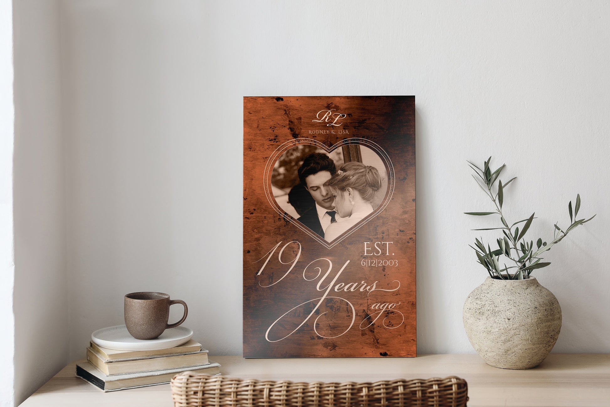 19 or 8 Years of Love: Bronze Photo Plaque - HoneycombProverbs - Gifts For The Couple - Bronze Anniversary Gifts