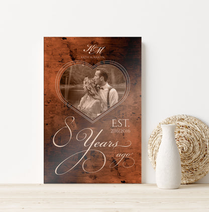 19 or 8 Years of Love: Bronze Photo Plaque - HoneycombProverbs - Gifts For The Couple - Bronze Anniversary Gifts