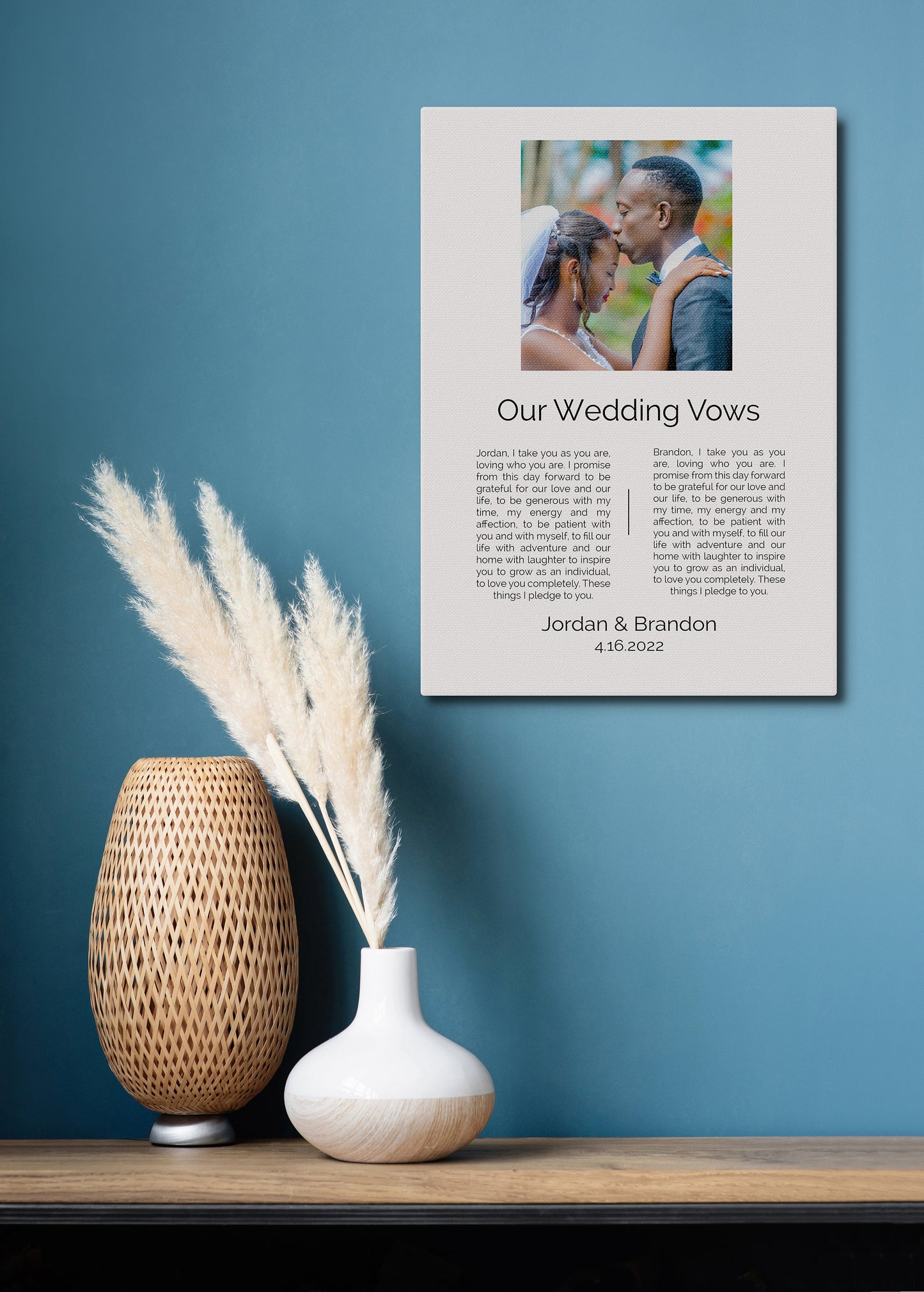 Wedding Vow Keepsake: Personalized Wedding Photo Vow Art - HoneycombProverbs - Wall Decor - Wedding Vow Wall Art
