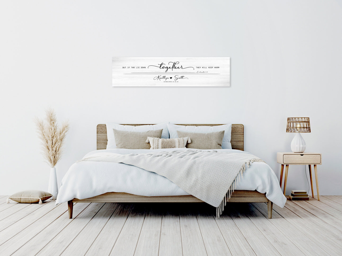 Ecc 4:11 Personalized Wall Decor, Whitewash Wood Sign - HoneycombProverbs - Signs - 5 year anniversary gifts