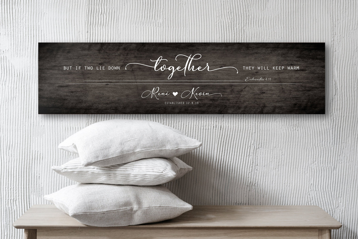 Ecc 4:11 Personalized Wall Decor, Whitewash Wood Sign - HoneycombProverbs - Signs - 5 year anniversary gifts