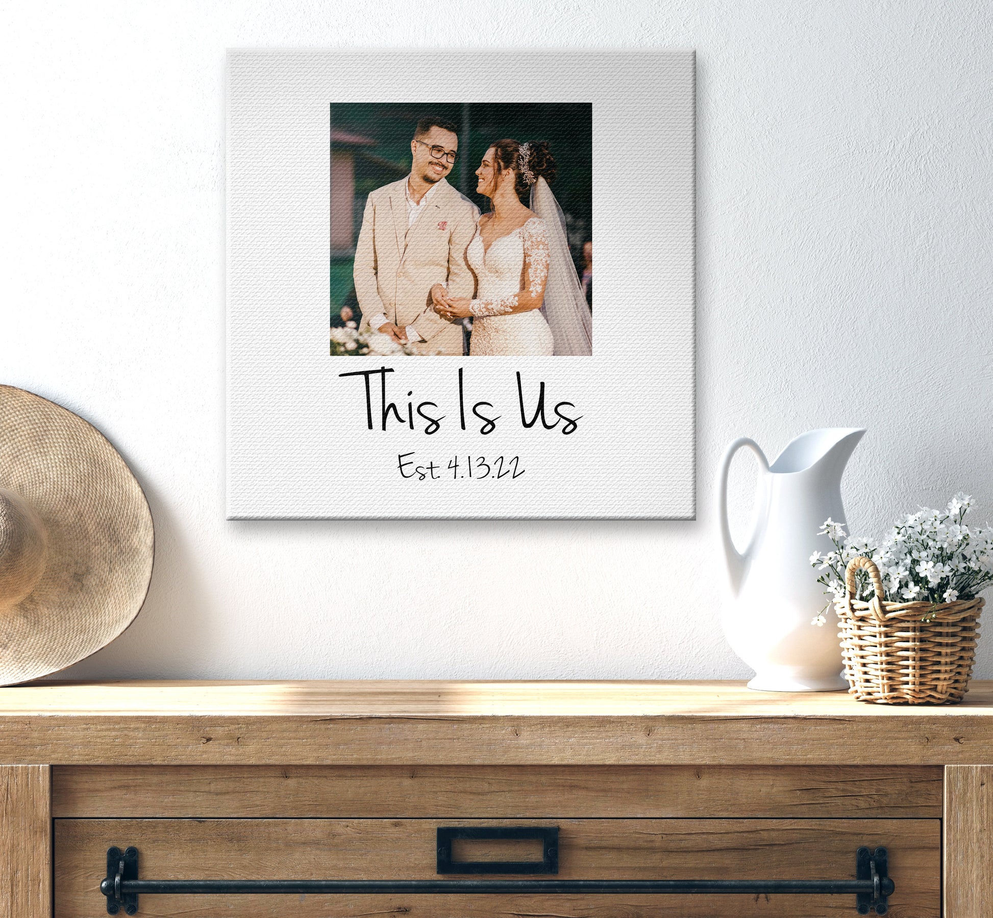 This Is Us, Personalized Photo Canvas - HoneycombProverbs - Wall Decor - 2nd Year Cotton Art