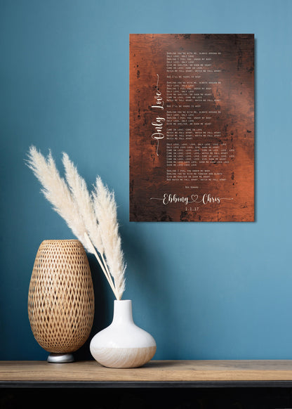 Connected Hearts Lyric Sign on Bronze