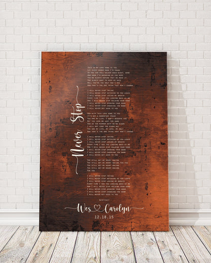 Connected Hearts Lyric Sign on Bronze