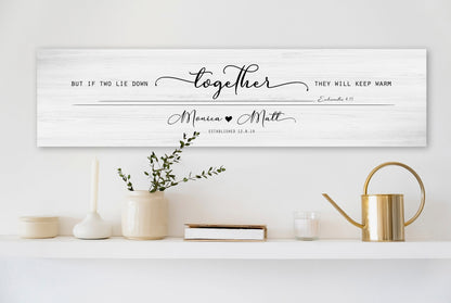 Ecc 4:11 Personalized Wall Decor, Whitewash Wood Sign - HoneycombProverbs - Signs - 5 year anniversary gifts