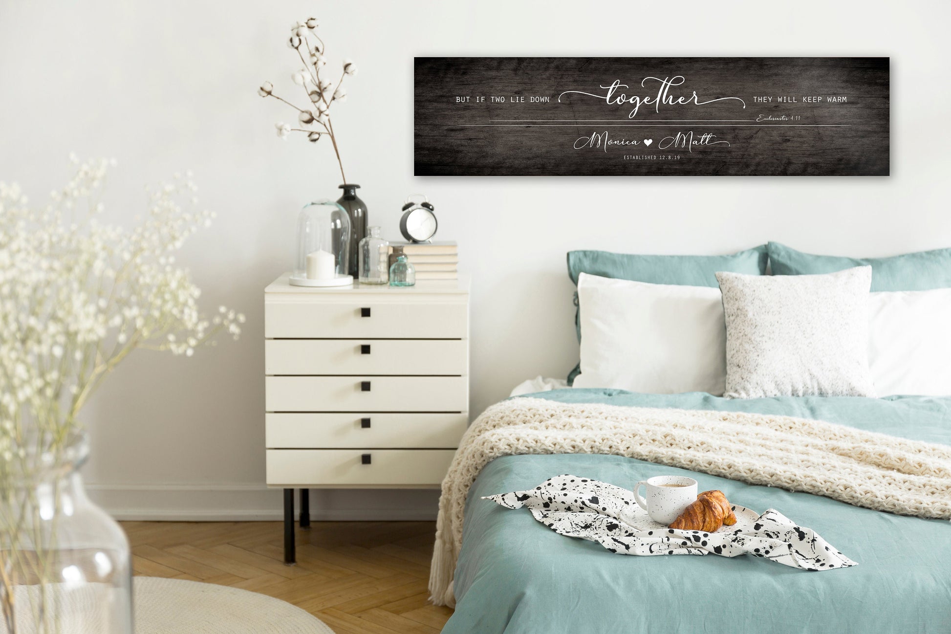 Ecc 4:11 Personalized Wall Decor, Whitewash Wood Sign - HoneycombProverbs - Signs - 5 year anniversary gifts