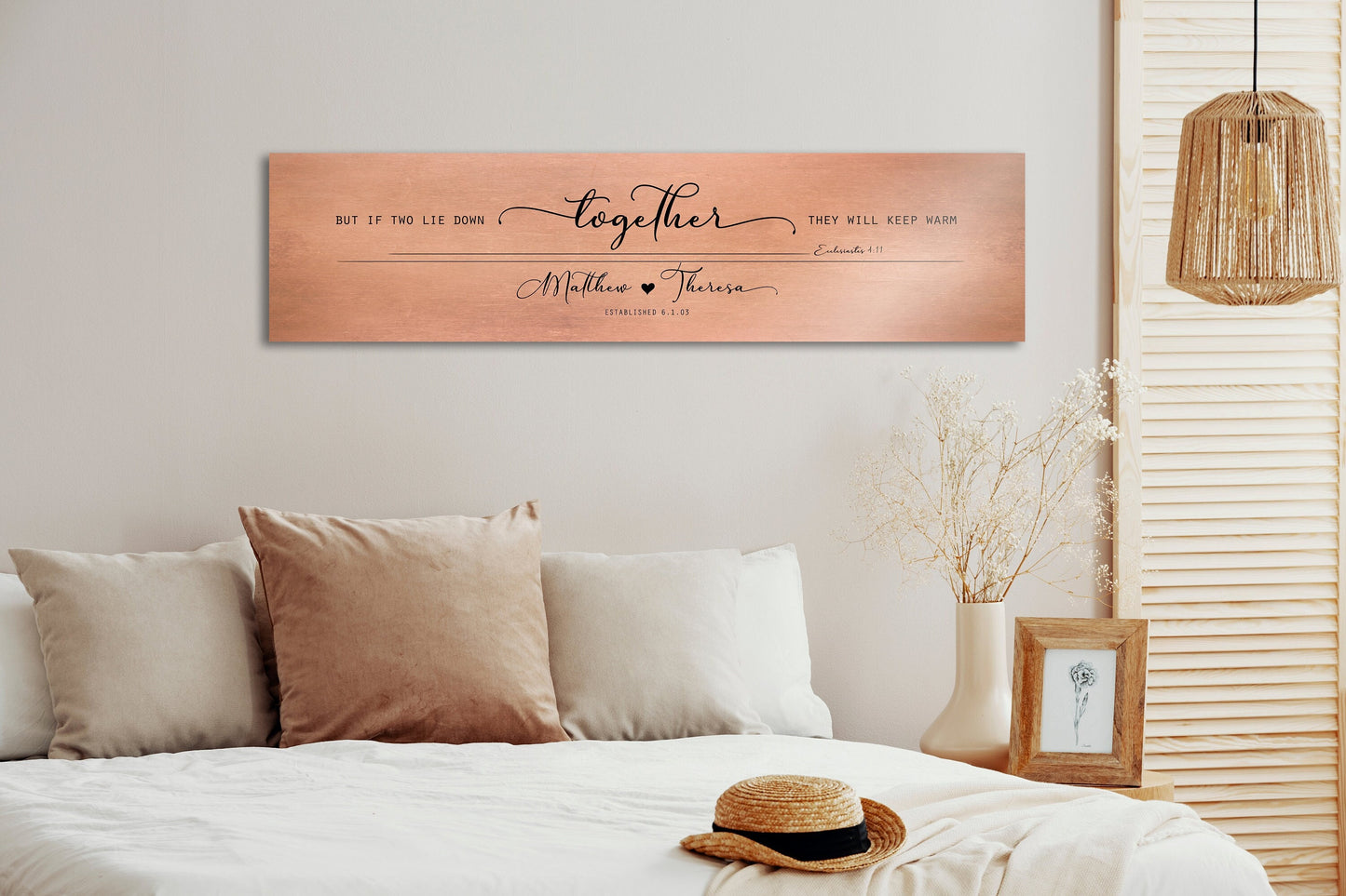 Husband & Wife Bedroom Sign, Words of Wisdom gift for couples - HoneycombProverbs - Signs - Copper Anniversary Gifts