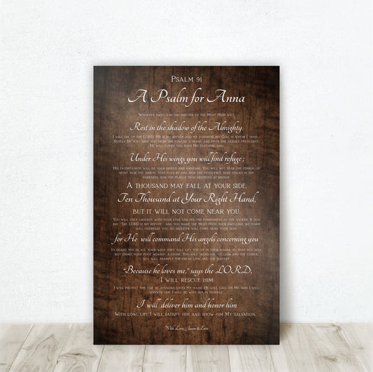 Personalized Psalm 91 Gift, Gift for Wife - HoneycombProverbs - Religious Home & Decor - Christian Wall Art